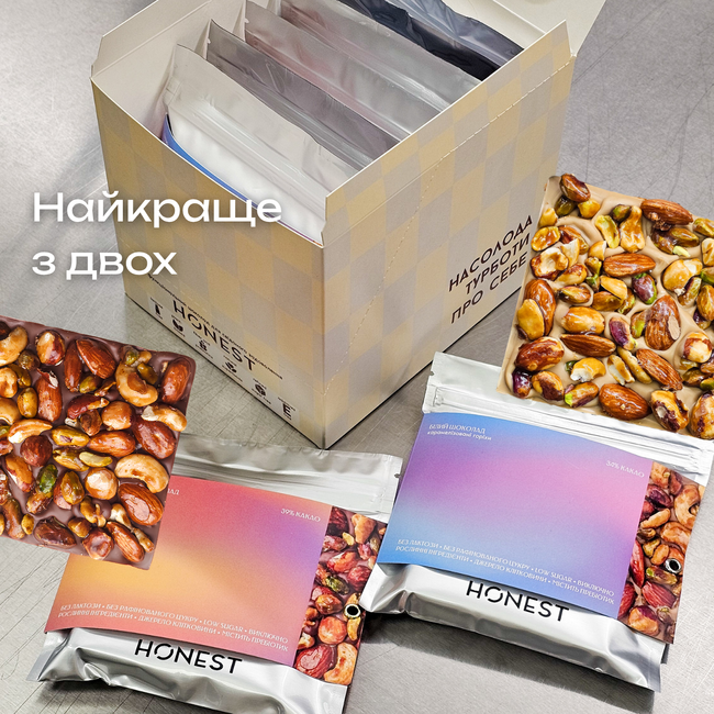 Сет із 8 плиток "Ще більше горіхів" Білий максимум HONEST 1701 фото